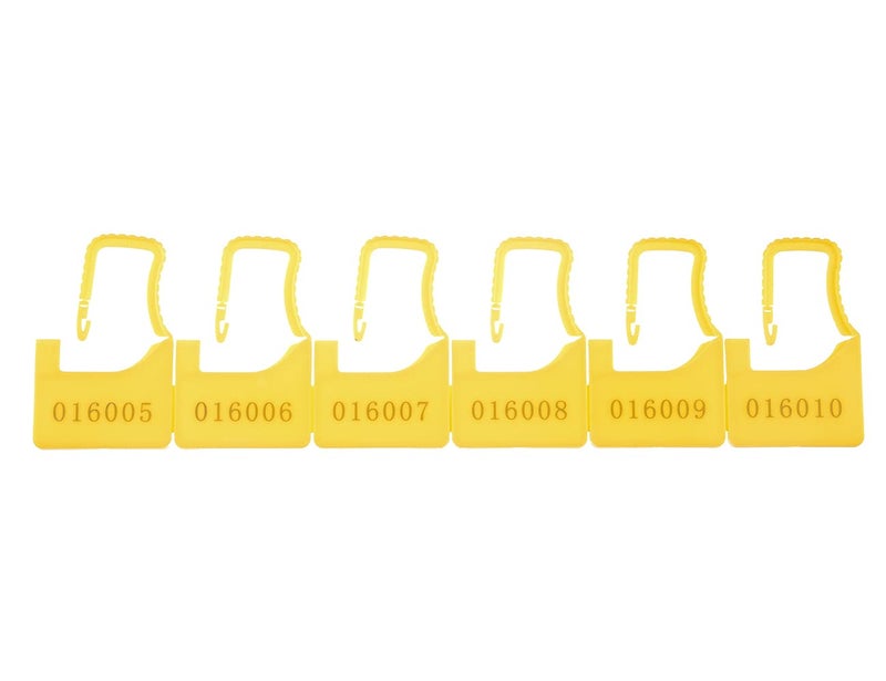XF-Vel Plastic Security Tags Padlock Seal Small Locks Numbered Yellow 100pcs - Image 3